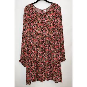 BP. Black Betsy Rose Floral Long Sleeve Dress - Size 1X - Beautiful Fall Colors0